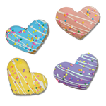 3" Jumbo Heart Shaped Gourmet Cookie Pastel, 4 pack